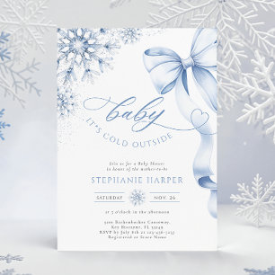 Invitation Bébé, il fait froid dehors, Baby Shower Bleu