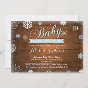Invitation Bébé Il fait froid dehors Baby shower bleu Invitat