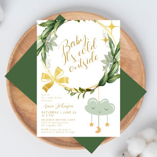 Invitation Bébé il fait froid dehors Baby Shower Botanique d'