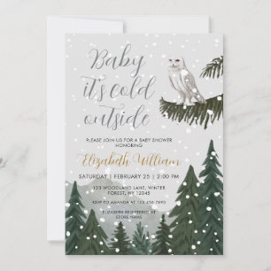 Invitation Bébé il fait froid dehors Baby Shower Chouette eff
