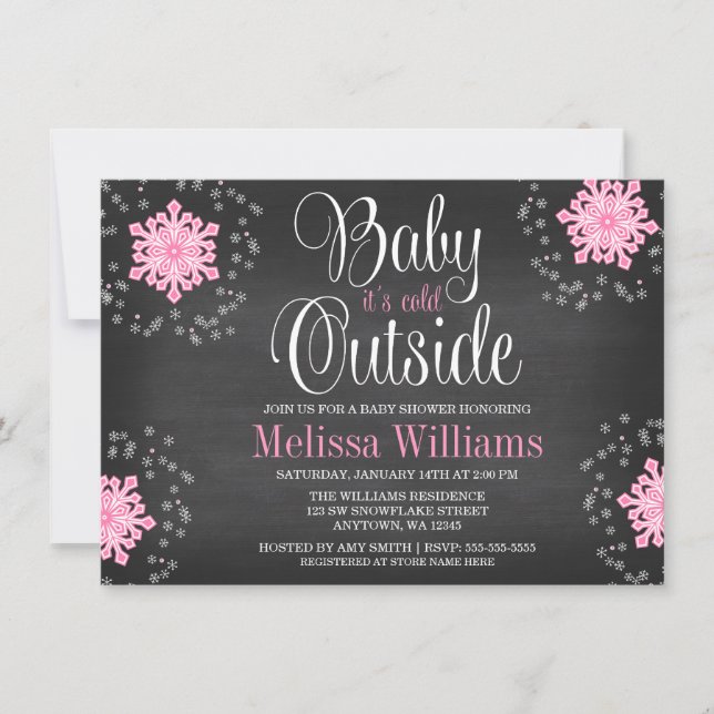 Invitation Bébé Il fait froid dehors Baby shower de flocons d (Devant)