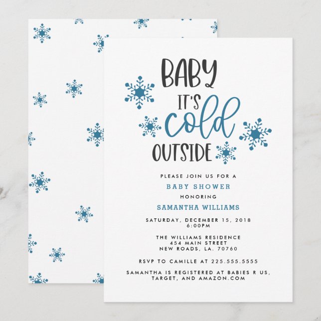 Invitation Bébé Il fait froid dehors Baby shower de Noël Invi (Devant / Derrière)