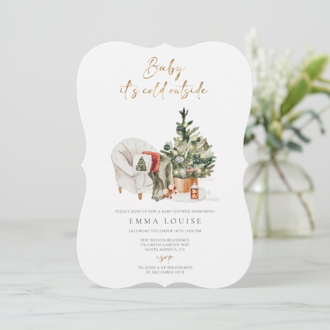 Invitation Bébé Il fait froid dehors Baby shower d'hiver conf (Debout devant)