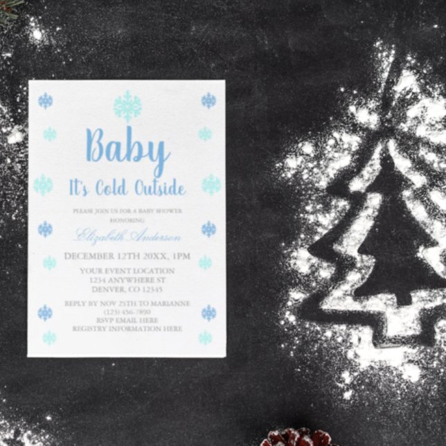 Invitation Bébé Il fait froid dehors Baby shower d'hiver garç (Créateur téléchargé)