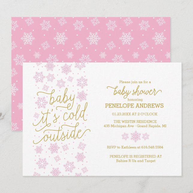 Invitation Bébé Il fait froid dehors Baby shower d'hiver Invi (Devant / Derrière)