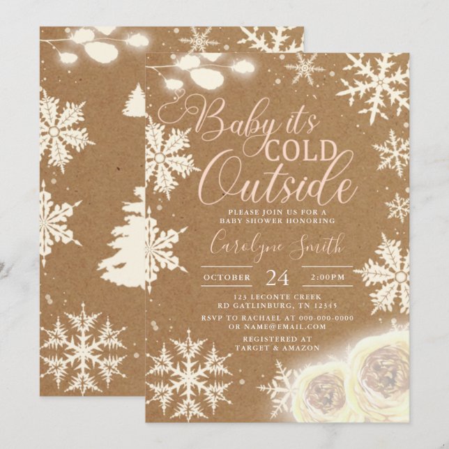 Invitation Bébé Il fait froid dehors Baby shower d'hiver Invi (Devant / Derrière)