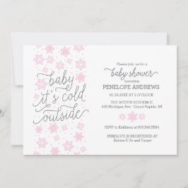 Invitation Bébé Il fait froid dehors Baby shower d'hiver rose