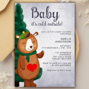 Invitation Bébé Il fait froid dehors Baby shower d'ours d'hiv