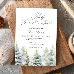 Invitation Bébé il fait froid dehors baby shower en forêt