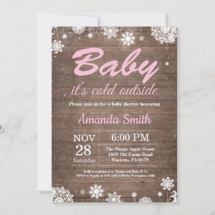 Invitation Bébé il fait froid dehors Baby Shower Rustique d'H