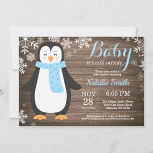 Invitation Bébé il fait froid dehors Baby Shower Rustique Pin