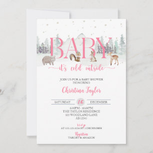 Invitation Bébé Il fait froid dehors, Bébé hiver Fille Douche