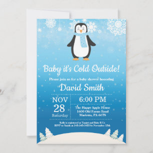 Invitation Bébé il fait froid dehors Bébé pingouin Fête de na