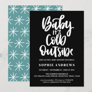 Invitation Bébé Il fait froid dehors   Black   Baby shower