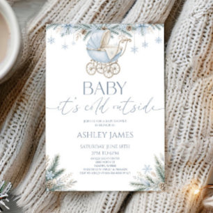 Invitation Bébé il fait froid dehors Bleu Hiver Baby Shower