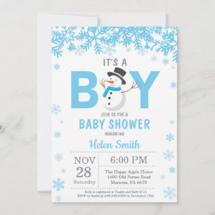 Invitation Bébé il fait froid dehors Bonhomme de neige Garçon