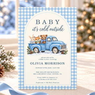 Invitation Bébé, il fait froid dehors camion forêt Baby Showe