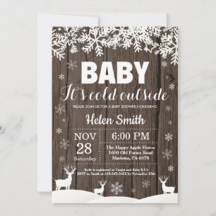 Invitation Bébé il fait froid dehors Cerf Hiver Baby Shower
