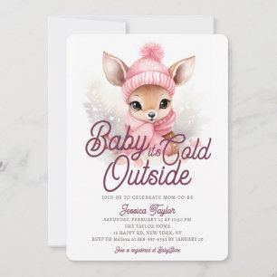 Invitation Bébé il fait froid dehors Cerf Rose Hiver Baby Sho