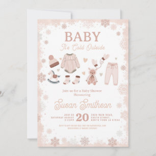 Invitation Bébé Il fait froid dehors douche Neige neutre