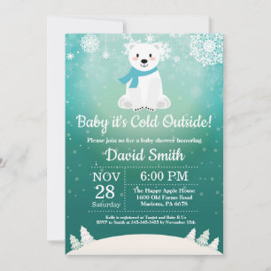 Invitation Bébé il fait froid dehors Fête prénatale ours pola