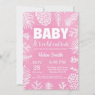 Invitation Bébé il fait froid dehors Fille Baby Shower Hiver