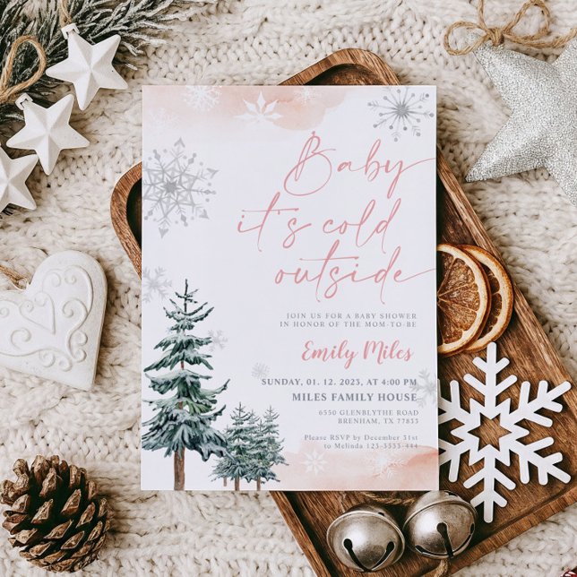 Invitation Bébé il fait froid dehors, Fille Baby shower hiver (Créateur téléchargé)