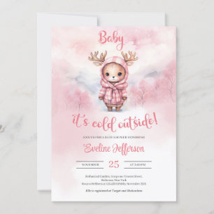 Invitation Bébé il fait froid dehors fille Baby shower invita