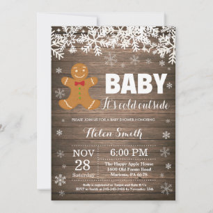 Invitation Bébé il fait froid dehors homme en pain d'épice Ba