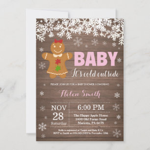 Invitation Bébé il fait froid dehors homme en pain d'épice Ba