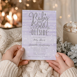 Invitation Bébé il fait froid dehors Lavande Baby Shower