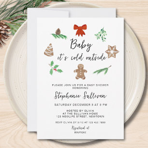 Invitation Bébé il fait froid dehors Noël Baby Shower