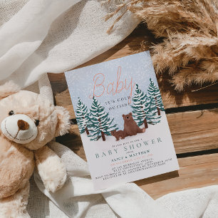 Invitation Bébé Il fait froid dehors Pins Arbres Baby shower