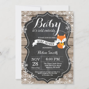 Invitation Bébé il fait froid dehors Renard Baby Shower