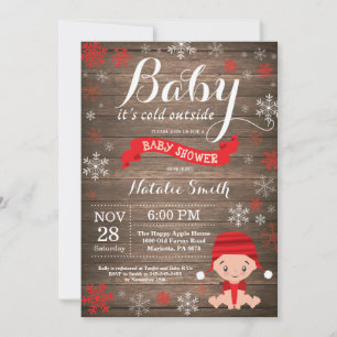 Invitation Bébé il fait froid dehors Rustique Baby Shower d'h
