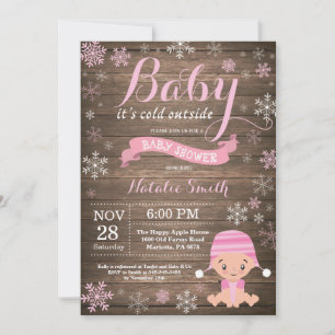 Invitation Bébé il fait froid dehors Rustique Fête prénatale 