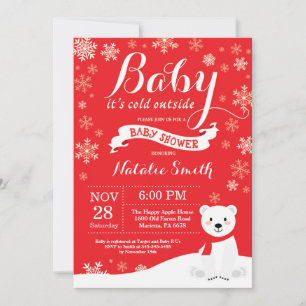 Invitation Bébé il fait froid dehors Shower Bébé Hiver Rouge