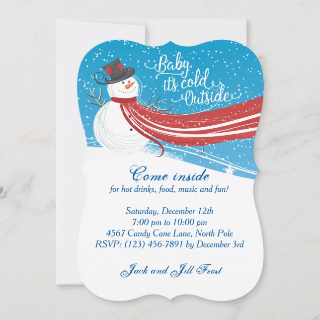Invitation Bébé Il fait froid dehors Snowman fête de Noël (Devant)