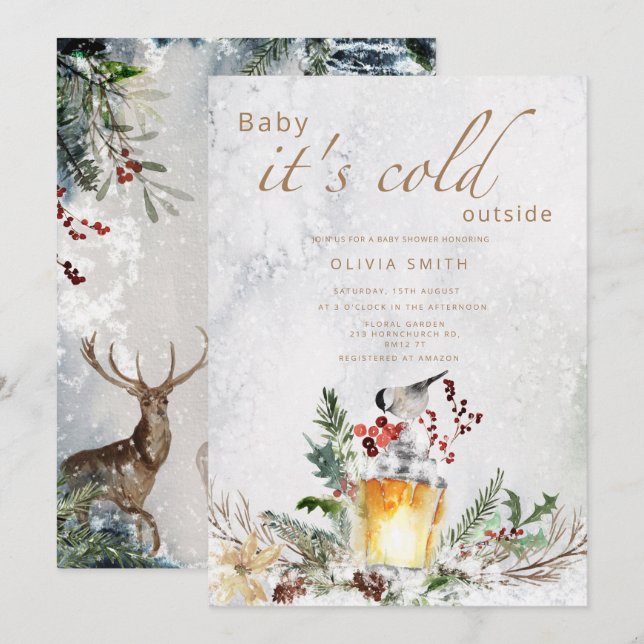 Invitation Bébé il fait froid en dehors du baby shower d'hive (Devant / Derrière)