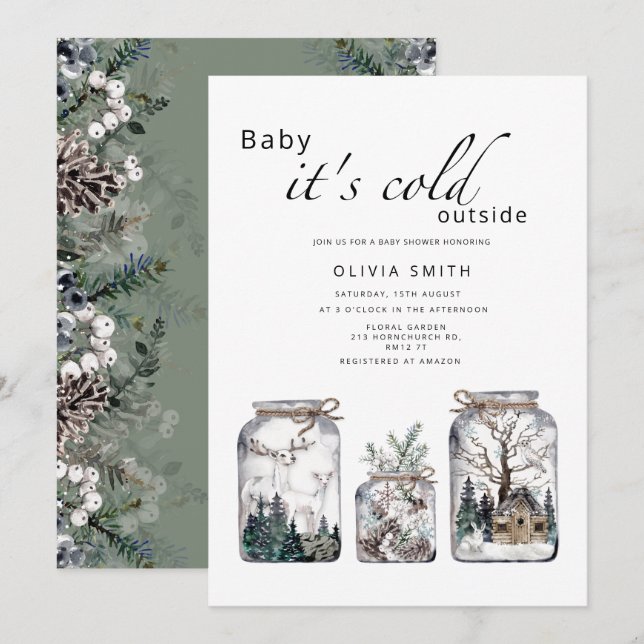 Invitation Bébé il fait froid en dehors du baby shower d'hive (Devant / Derrière)