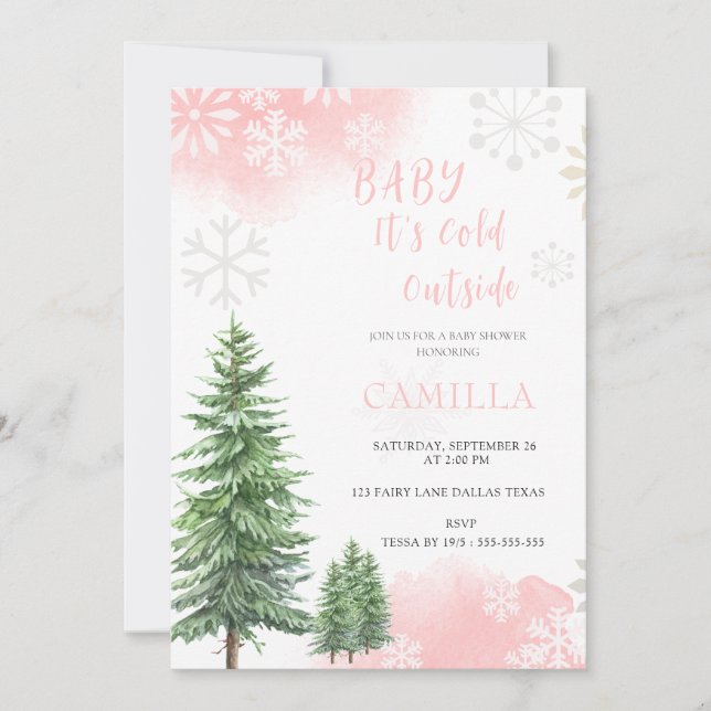 Invitation Bébé il fait froid en dehors du Baby shower d'hive (Devant)