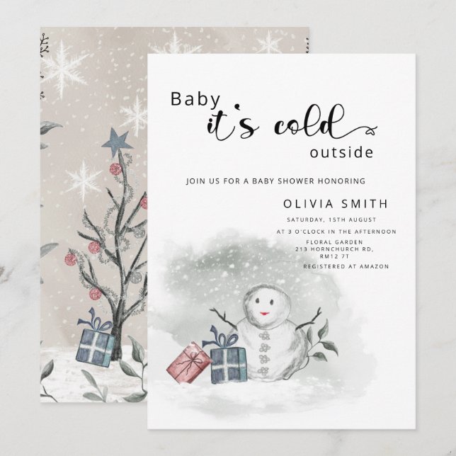 Invitation Bébé il fait froid en dehors du baby shower d'hive (Devant / Derrière)