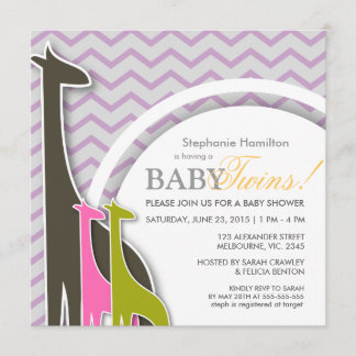 invitation bébé jumeau chevron de Giraffe