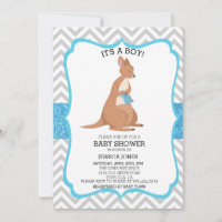 Bébé Kangourou Bleu Mignon Paillettes Chevron Baby