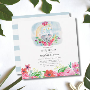Invitation Bébé Koala Aquarelle Avec Lune