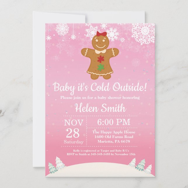 Invitation Bébé, le froid à l'extérieur du Baby shower des fi (Devant)