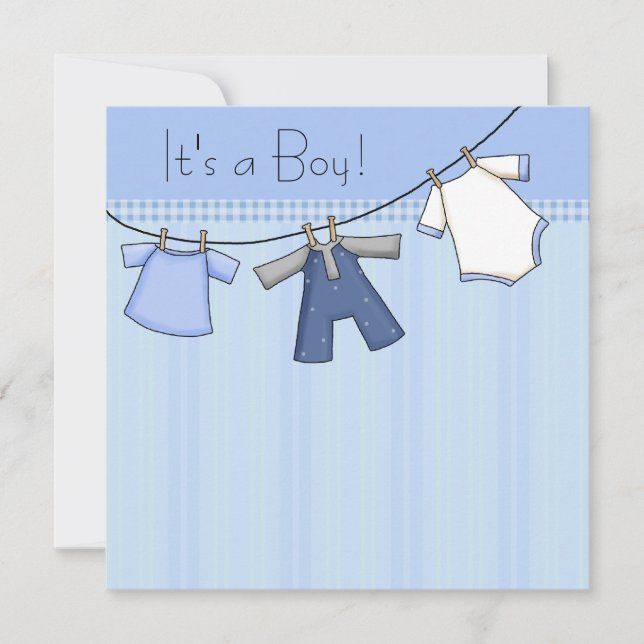 Invitation Bébé Ligne Vêtements pour bébé Baby shower pour ga (Devant)