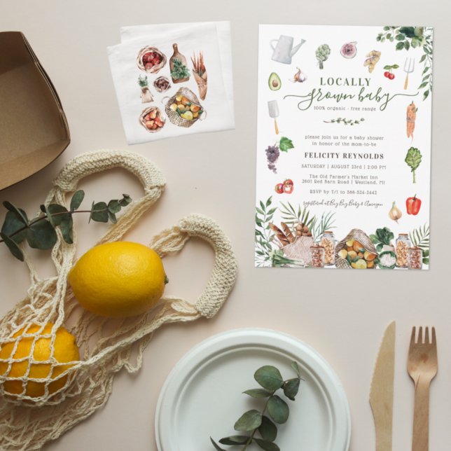 Invitation Bébé local | Baby shower du marché agricole (Créateur téléchargé)