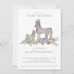 Invitation Bébé Maman Cheval Floral