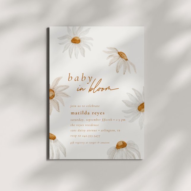 Invitation Bébé marguerrier en fleur Rustique Baby shower boh (Créateur téléchargé)